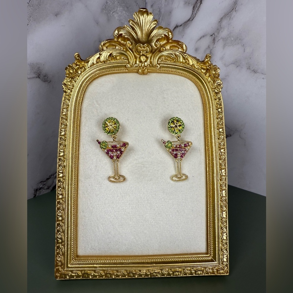 🍸 Cosmopolitan Martini Statement Earrings | Cocktail & Holiday Earrings | NWT